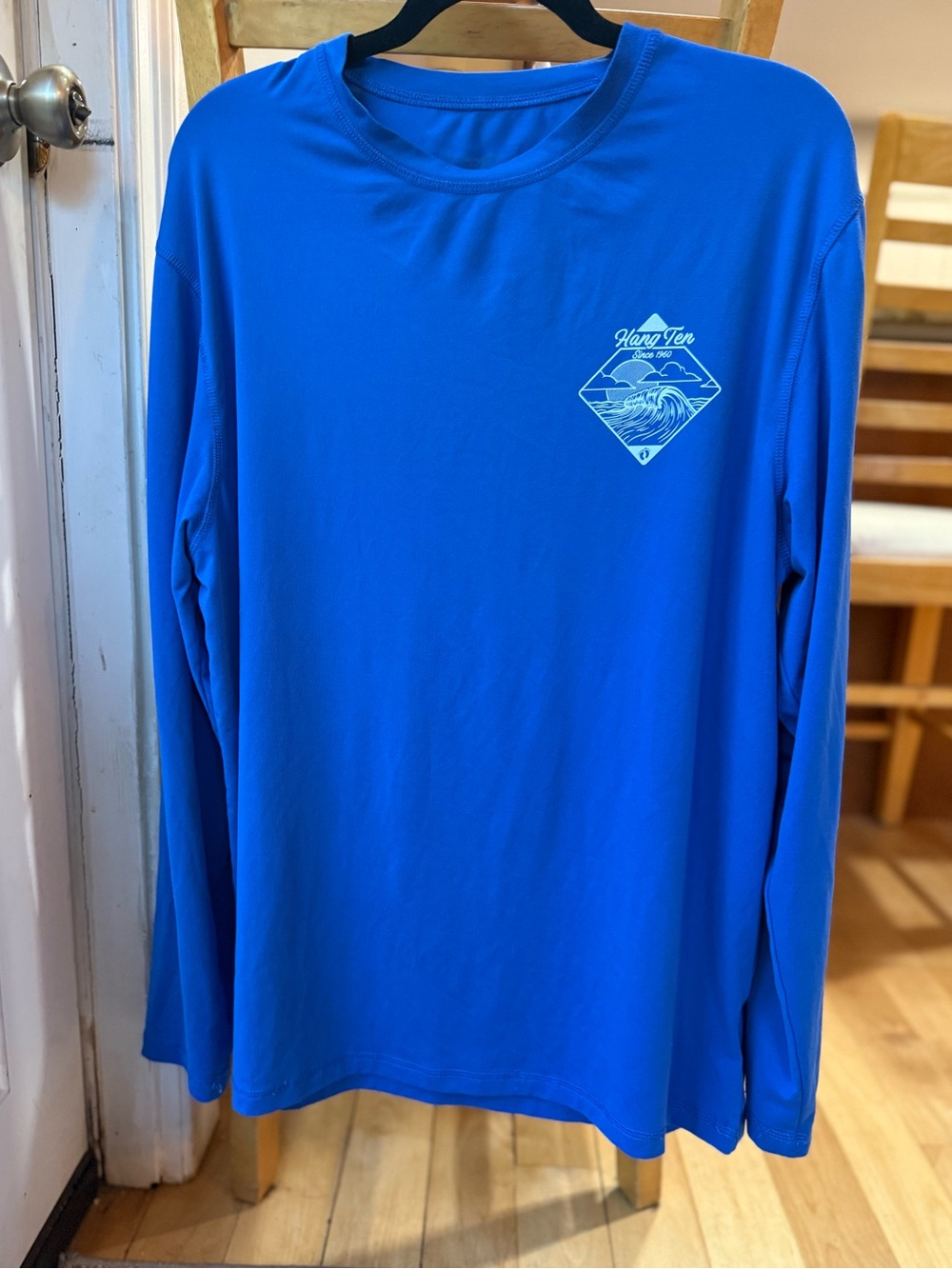 Hang Ten Men Long Sleeve Sun Tee - Royal Blue with Surf Logo